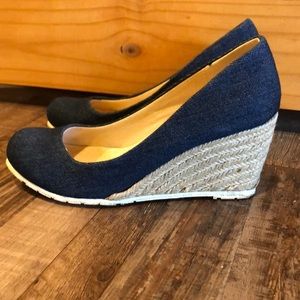 Denim wedges. Really cute, barely worn.